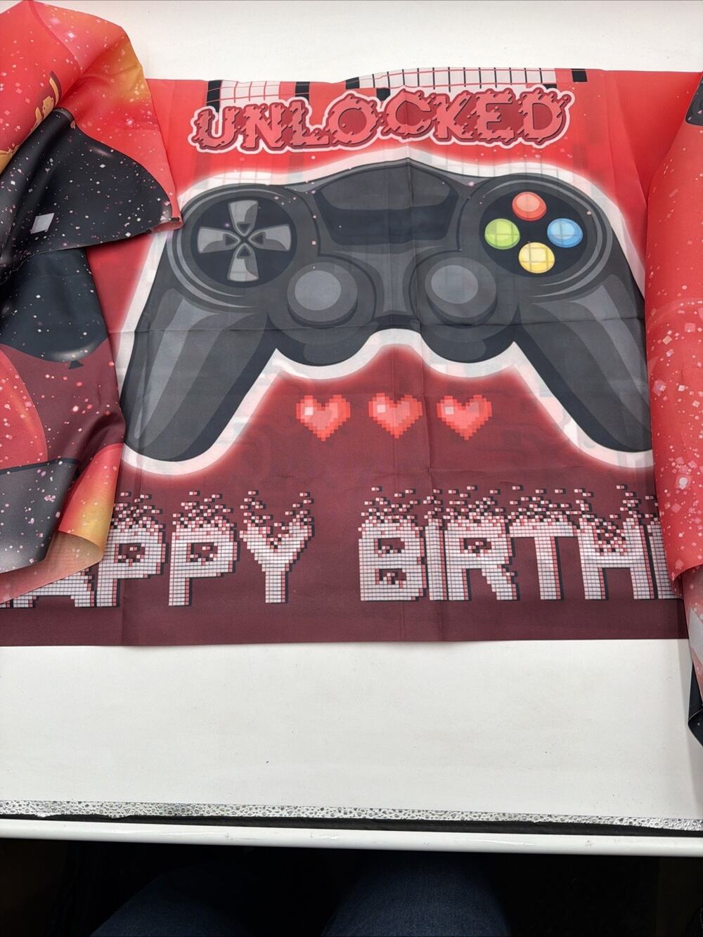 Video Game On Happy Birthday Backdrop Banner Decorations Level Unlocked